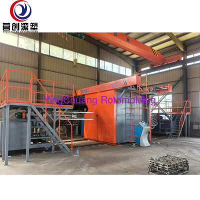 خرید روتومولدر شاتل محفظه گرمایش بزرگ CS-2A-3000، دستگاه قالب گیری چرخشی دو بازوی سنگین برای مخازن پلاستیکی بزرگ تولید آنلاین