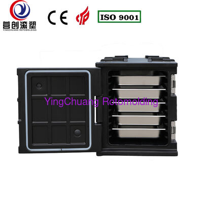 خرید YINGCHUANG OEM 75L نوع دستگیره مشکی جعبه عایق روتومولد شده، فوم PU ضخیم نگهدارنده گرم و سرد GN Pan کابینت حمل و نقل غذا برای پذیرایی غذاخوری آشپزخانه مرکزی تولید آنلاین