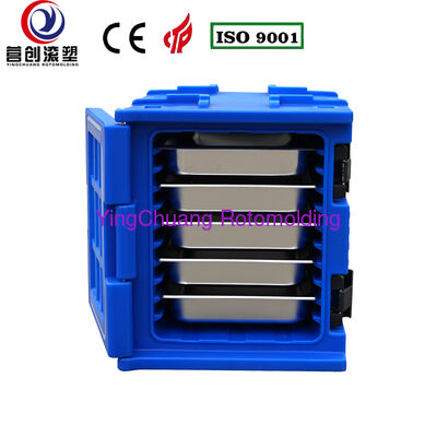 خرید YINGCHUANG OEM 75L دسته آبی نوع جعبه عایق روتومولد شده، فوم PU ضخیم نگهدارنده گرم و سرد GN Pan کابینت حمل و نقل غذا برای پذیرایی غذاخوری آشپزخانه مرکزی تولید آنلاین