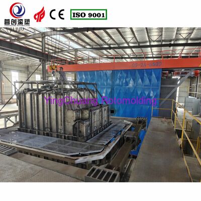 INGCHUANG 6.5m بزرگ کوره دو محوری شاتل Rotomolding ماشین، PLC اتوماتیک چرخاندن قالب ساز برای سفارشی LLDPE مخازن ذخیره انرژی الکترولیت